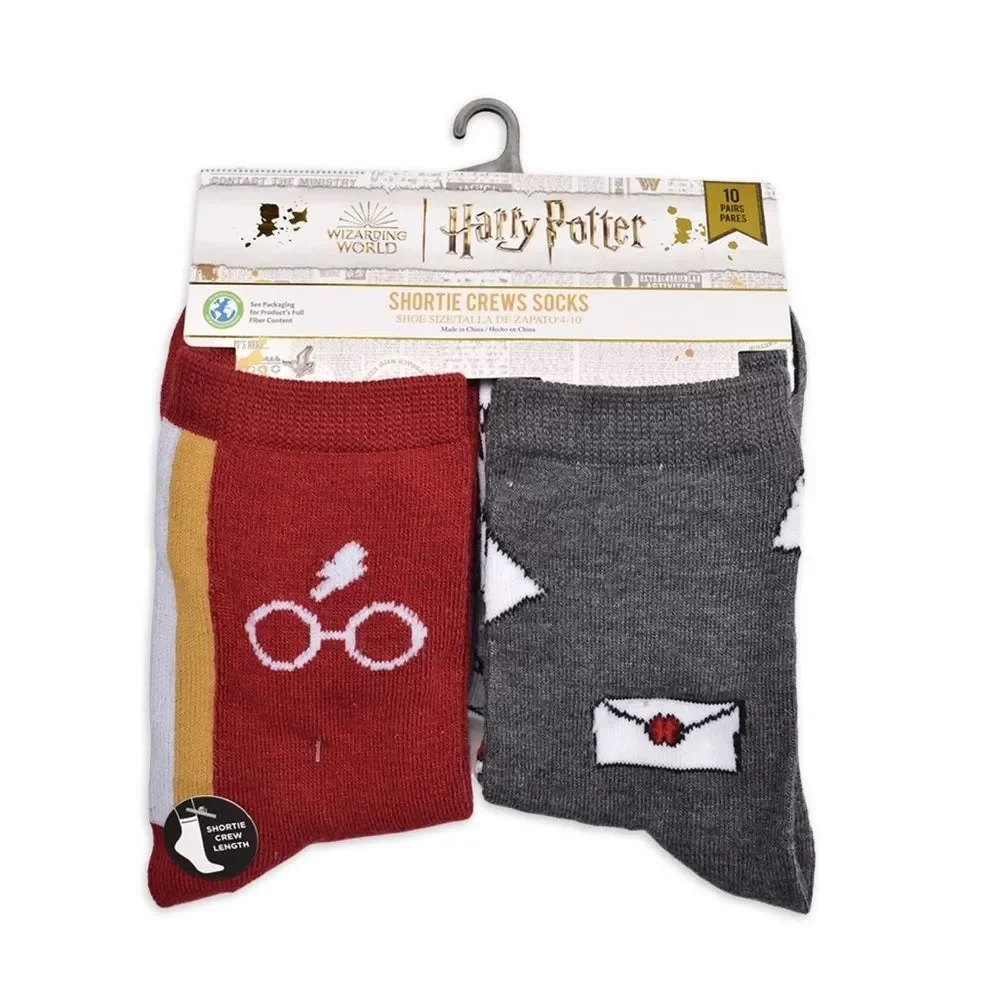 Harry Potter Womens Socks Graphic Crew Burgundy 10 Pack Shoe Sizes 4-10 B4